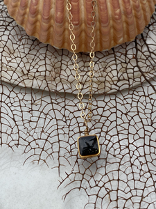 Bermuda black sand gold square necklace