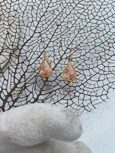 Gold filled Bermuda pink sand teardrop earrings