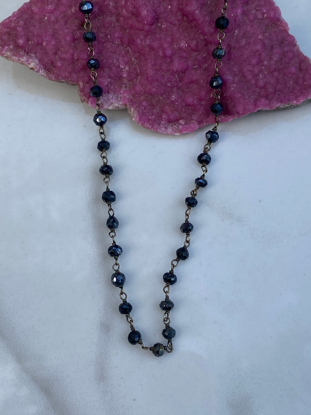Chained onyx beaded necklace