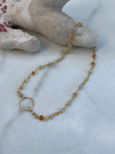 Fire opal chained beaded necklace