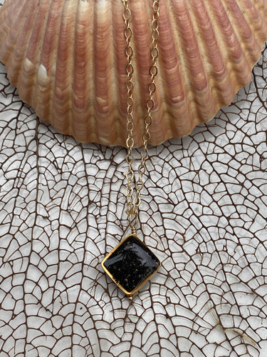 Bermuda black volcanic sand gold diamond necklace