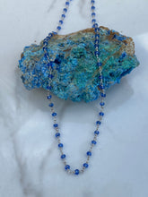 Blue quartz amd silver link chained beaded necklace
