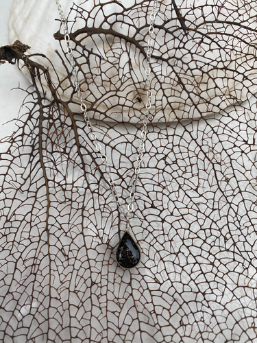 Bermuda black volcanic sand teardrop necklace