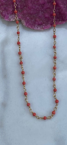 Coral chained beaded necklace