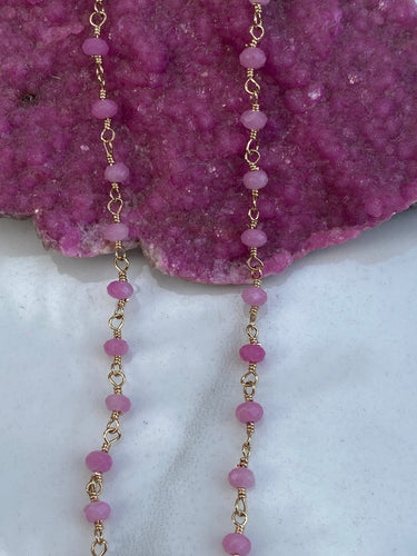 Pink sapphire chained beaded necklace