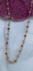 Chained fire opal beaded necklace
