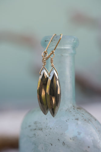 Marquis shaped pyrite earrings