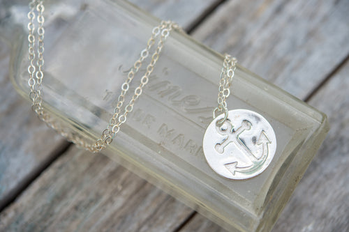 Fine silver anchor pendant Bermuda necklace