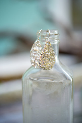 Fine silver sea fan printed paisley earrings