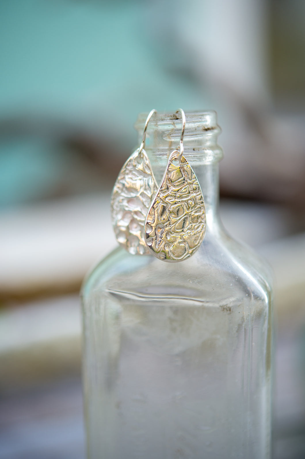 Fine silver sea fan printed paisley earrings