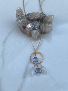 Gold and mystic topaz necklace
