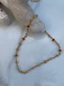 Fire opal chained beaded bracelet
