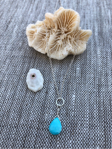 Turquoise teardrop with sterling silver link and chain