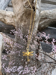 Gold Tibetan dragonfly necklace