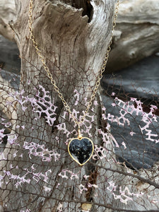 Bermuda Black Sand gold heart Necklace