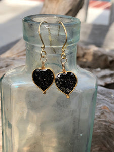 Bermuda black sand and gold earrings
