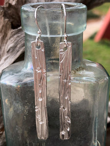 Fine silver bamboo printed earrings