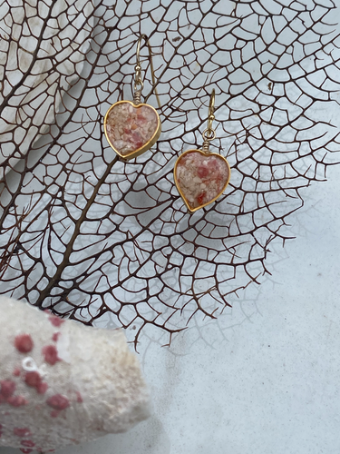 Bermuda pink sand gold filled heart earrings