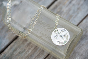 Fine silver anchor pendant Bermuda necklace
