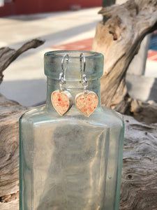 Silver heart Bermuda pink sand earrings