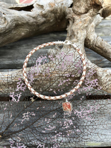 Leather bracelet and square Bermuda pink sand charm