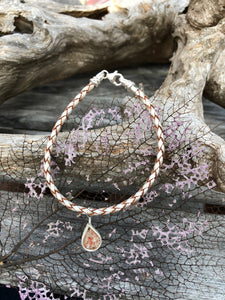 Leather bracelet and a teardrop Bermuda pink sand charm