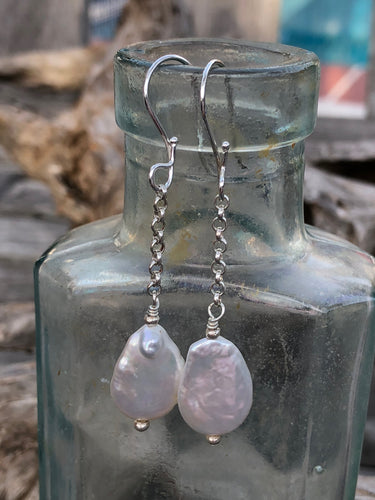 Pearls and silver earrings